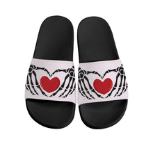 Load image into Gallery viewer, Ti Amo I love you - Exclusive Brand - Prim - Skeleton Hands with Heart - Slide Sandals - Black Soles
