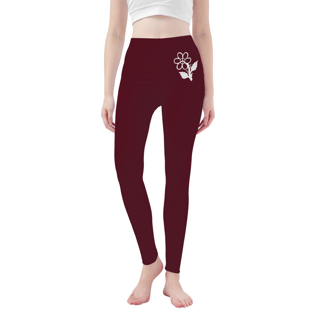 Ti Amo I love you - Exclusive Brand - Heath - White Daisy -  Yoga Leggings - Sizes XS-3XL