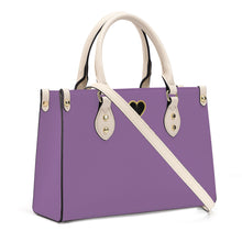 Load image into Gallery viewer, Ti Amo I love you - Exclusive Brand -Dark Lilac - Luxury Womens PU Tote Bag - Cream Straps
