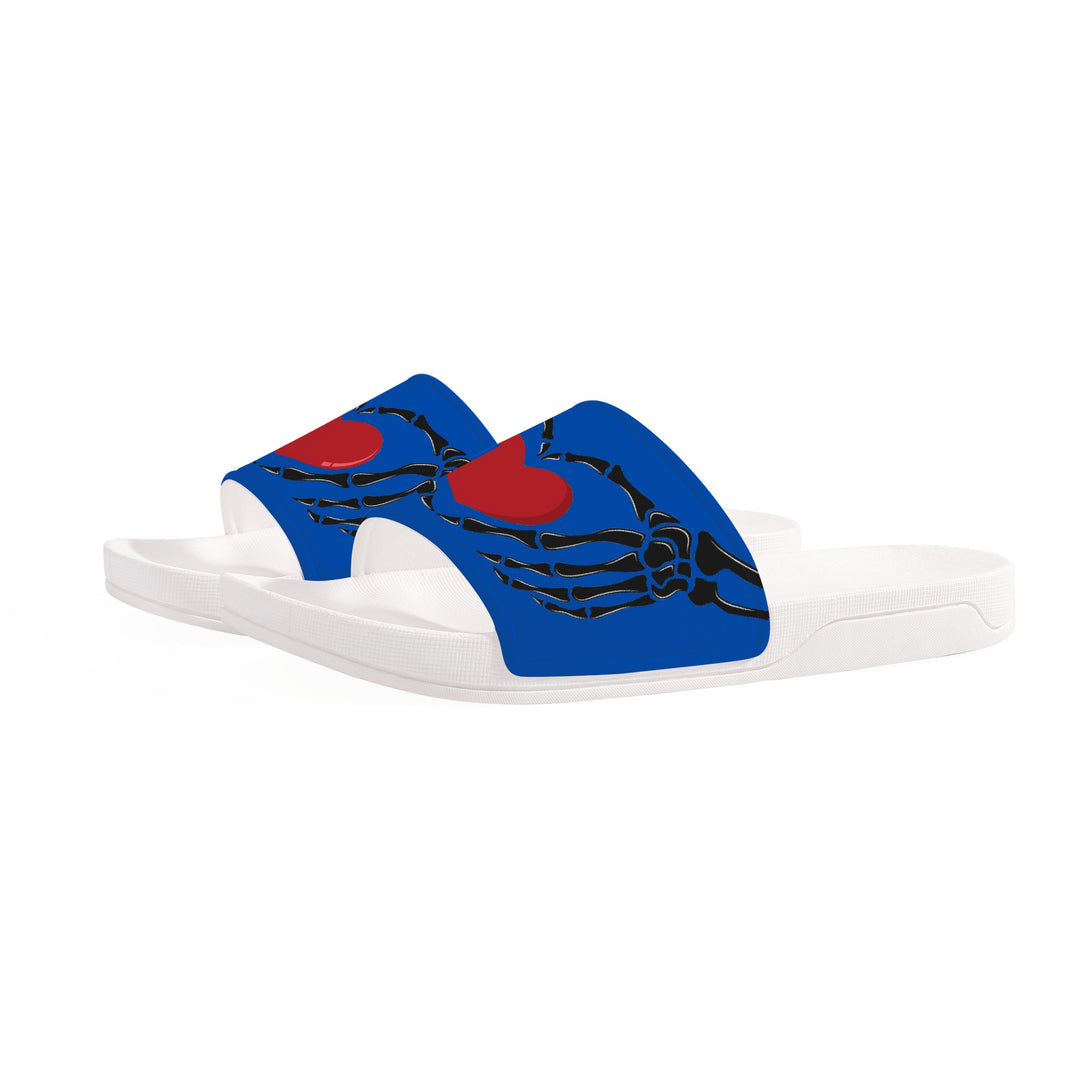 Ti Amo I love you - Exclusive Brand - Dark Blue - Skeleton Hands with Heart -  Slide Sandals - White Soles