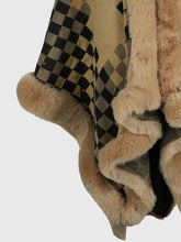 Load image into Gallery viewer, Checkered Faux Fur Trim Poncho Ti Amo I love you
