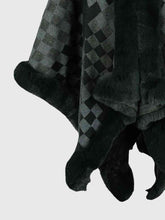 Load image into Gallery viewer, Checkered Faux Fur Trim Poncho Ti Amo I love you
