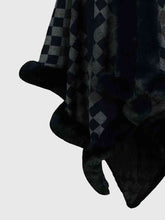 Load image into Gallery viewer, Checkered Faux Fur Trim Poncho Ti Amo I love you
