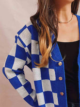 Load image into Gallery viewer, Checkered Open Front Button Up Cardigan Ti Amo I love you
