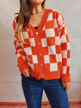 Load image into Gallery viewer, Checkered Open Front Button Up Cardigan Ti Amo I love you
