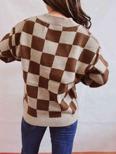 Load image into Gallery viewer, Checkered Open Front Button Up Cardigan Ti Amo I love you
