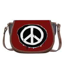 Load image into Gallery viewer, Ti Amo I love you - Exclusive Brand - Dark Burgundy - Peace Sign - Saddle Bag
