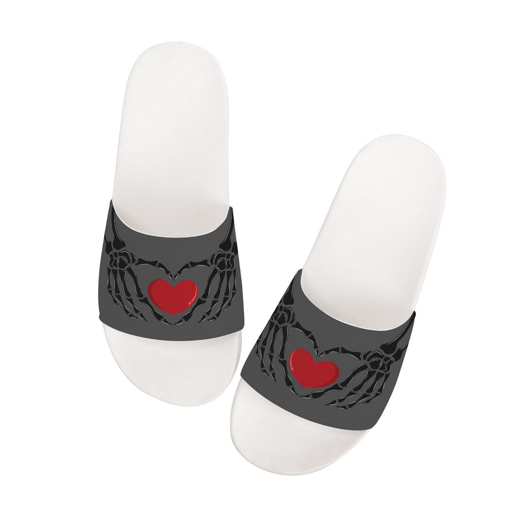 Ti Amo I love you - Exclusive Brand - Davy's Grey - Skeleton Hands with Heart -  Slide Sandals - White Soles