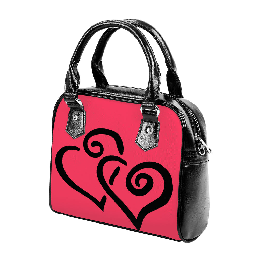 Ti Amo I love you - Exclusive Brand -  Radical Red - Double Black Heart -  Shoulder Handbag