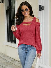 Load image into Gallery viewer, Cold Shoulder Cutout Square Neck Blouse Ti Amo I love you
