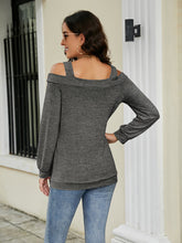 Load image into Gallery viewer, Cold Shoulder Cutout Square Neck Blouse Ti Amo I love you
