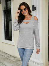 Load image into Gallery viewer, Cold Shoulder Cutout Square Neck Blouse Ti Amo I love you
