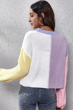 Load image into Gallery viewer, Color Block Button Up V-Neck Knit Top Ti Amo I love you
