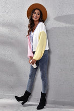 Load image into Gallery viewer, Color Block Button Up V-Neck Knit Top Ti Amo I love you
