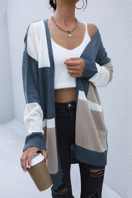 Color Block Dropped Shoulder Cardigan Ti Amo I love you