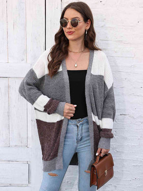 Color Block Open Front Cardigan Ti Amo I love you