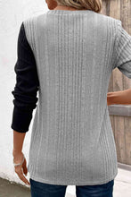 Load image into Gallery viewer, Contrast Long Sleeve Knit Top Ti Amo I love you
