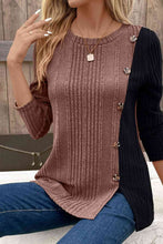 Load image into Gallery viewer, Contrast Long Sleeve Knit Top Ti Amo I love you
