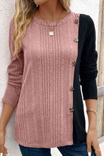 Load image into Gallery viewer, Contrast Long Sleeve Knit Top Ti Amo I love you
