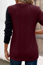 Load image into Gallery viewer, Contrast Long Sleeve Knit Top Ti Amo I love you
