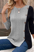 Load image into Gallery viewer, Contrast Long Sleeve Knit Top Ti Amo I love you
