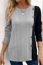 Load image into Gallery viewer, Contrast Long Sleeve Knit Top Ti Amo I love you
