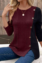 Load image into Gallery viewer, Contrast Long Sleeve Knit Top Ti Amo I love you
