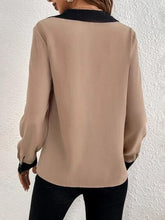 Load image into Gallery viewer, Contrast Trim V-Neck Long Sleeve Blouse Ti Amo I love you
