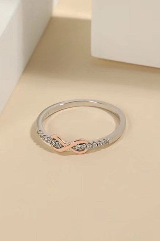 Contrast Zircon 925 Sterling Silver with Rose Gold Accents Ring Ti Amo I love you