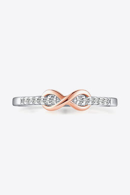 Contrast Zircon 925 Sterling Silver with Rose Gold Accents Ring Ti Amo I love you