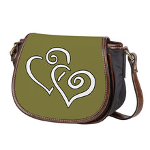 Load image into Gallery viewer, Copy Ti Amo I love you - Exclusive Brand - Pesto - Double White Heart - Saddle Bag Ti Amo I love you
