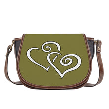 Load image into Gallery viewer, Copy Ti Amo I love you - Exclusive Brand - Pesto - Double White Heart - Saddle Bag Ti Amo I love you
