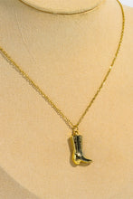 Load image into Gallery viewer, Cowboy Boot Pendant Stainless Steel Necklace Ti Amo I love you
