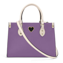 Load image into Gallery viewer, Ti Amo I love you - Exclusive Brand -Dark Lilac - Luxury Womens PU Tote Bag - Cream Straps
