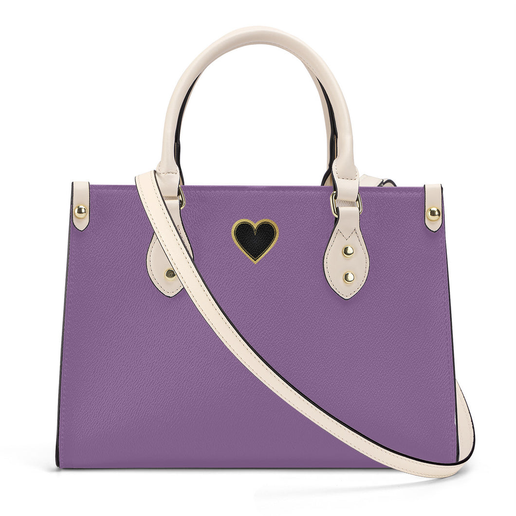 Ti Amo I love you - Exclusive Brand -Dark Lilac - Luxury Womens PU Tote Bag - Cream Straps