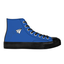 Load image into Gallery viewer, Ti Amo I love you - Exclusive Brand - Mid Blue - Paper Airplane - High Top Canvas Shoes - Black Soles
