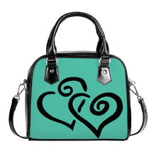 Load image into Gallery viewer, Ti Amo I love you - Exclusive Brand - Light Sea Green - Double Black Heart -  Shoulder Handbag
