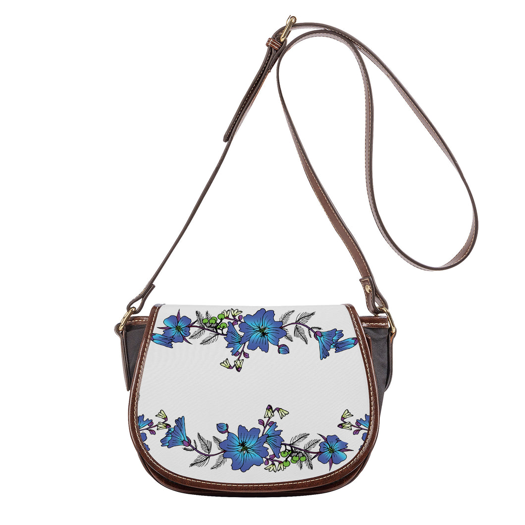 Ti Amo I love you - Exclusive Brand - Concrete - Blue Floral - Saddle Bag