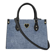 Load image into Gallery viewer, Ti Amo I love you - Exclusive Brand - Light Slate Grey Denim - Luxury Womens PU Tote Bag - Black Straps
