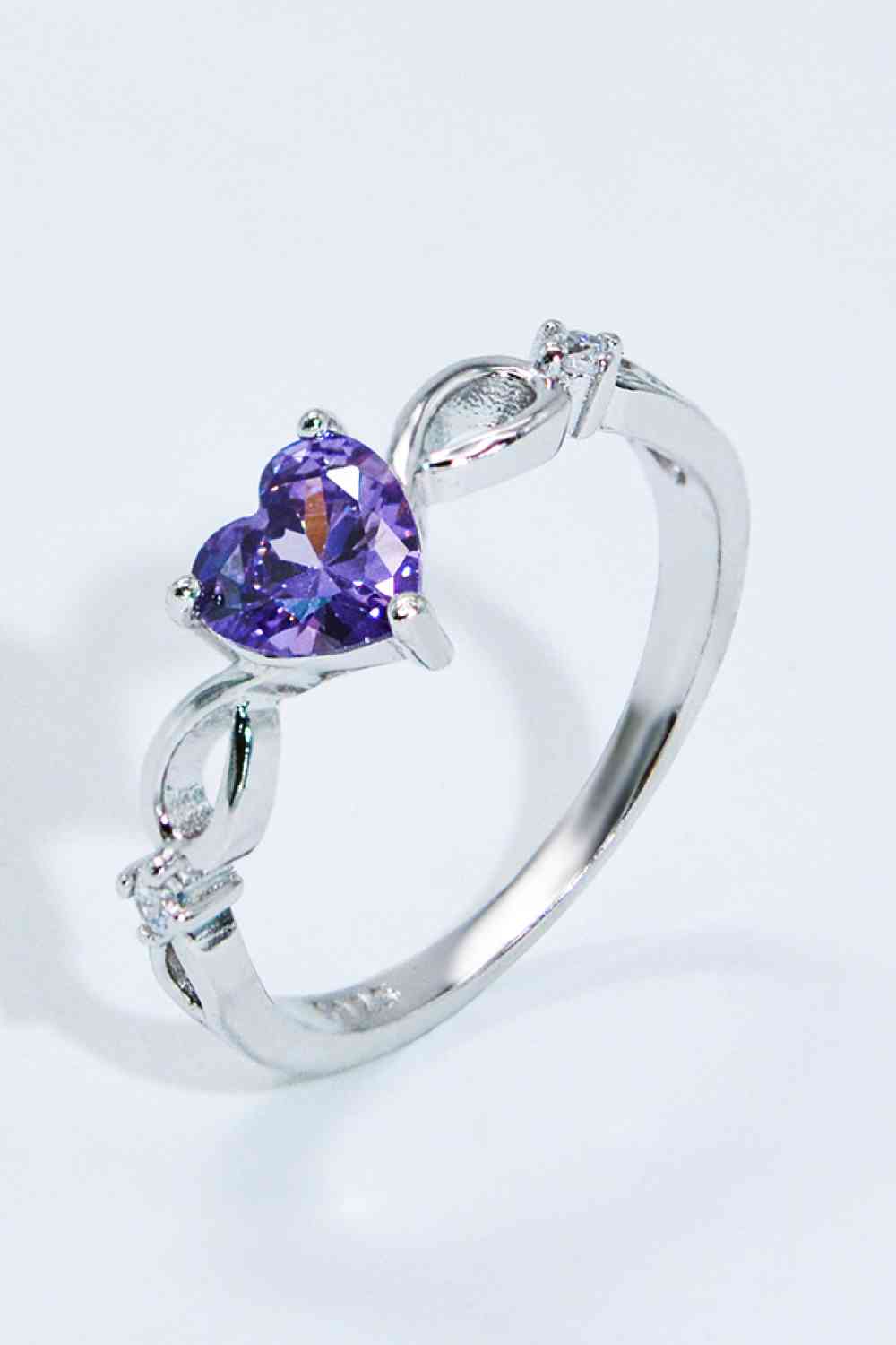 Crystal Heart 925 Sterling Silver Ring Ti Amo I love you