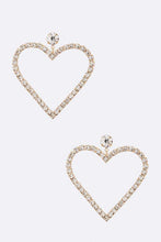 Load image into Gallery viewer, Crystal Heart Drop Earrings Ti Amo I love you
