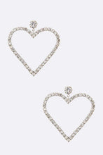 Load image into Gallery viewer, Crystal Heart Drop Earrings Ti Amo I love you
