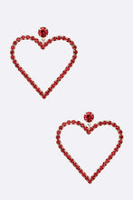 Load image into Gallery viewer, Crystal Heart Drop Earrings Ti Amo I love you
