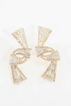 Load image into Gallery viewer, Crystal Ribbon Earrings Ti Amo I love you
