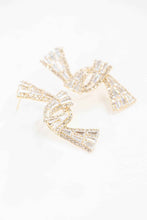 Load image into Gallery viewer, Crystal Ribbon Earrings Ti Amo I love you
