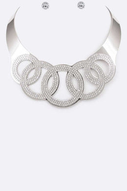 Crystal Statement Collar Necklace Set Ti Amo I love you