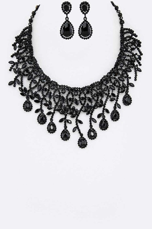 Crystal Statement Necklace Set Ti Amo I love you