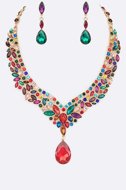 Crystal Statement Red Necklace Set Ti Amo I love you