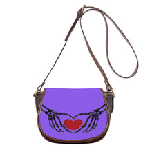 Load image into Gallery viewer, Ti Amo I love you - Exclusive Brand - Heliotrope 3 - Skeleton Hands with Heart - Saddle Bag
