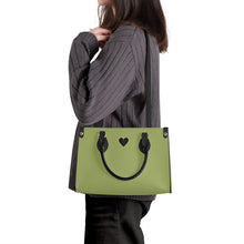 Load image into Gallery viewer, Ti Amo I love you - Exclusive Brand - Green Smoke - Luxury Womens PU Tote Bag - Black Straps
